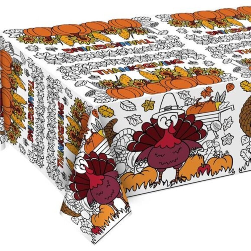 Thanksgiving Decorations Indoor Paper Coloring Tablecloth Wall Decor‎ 54" x 88"